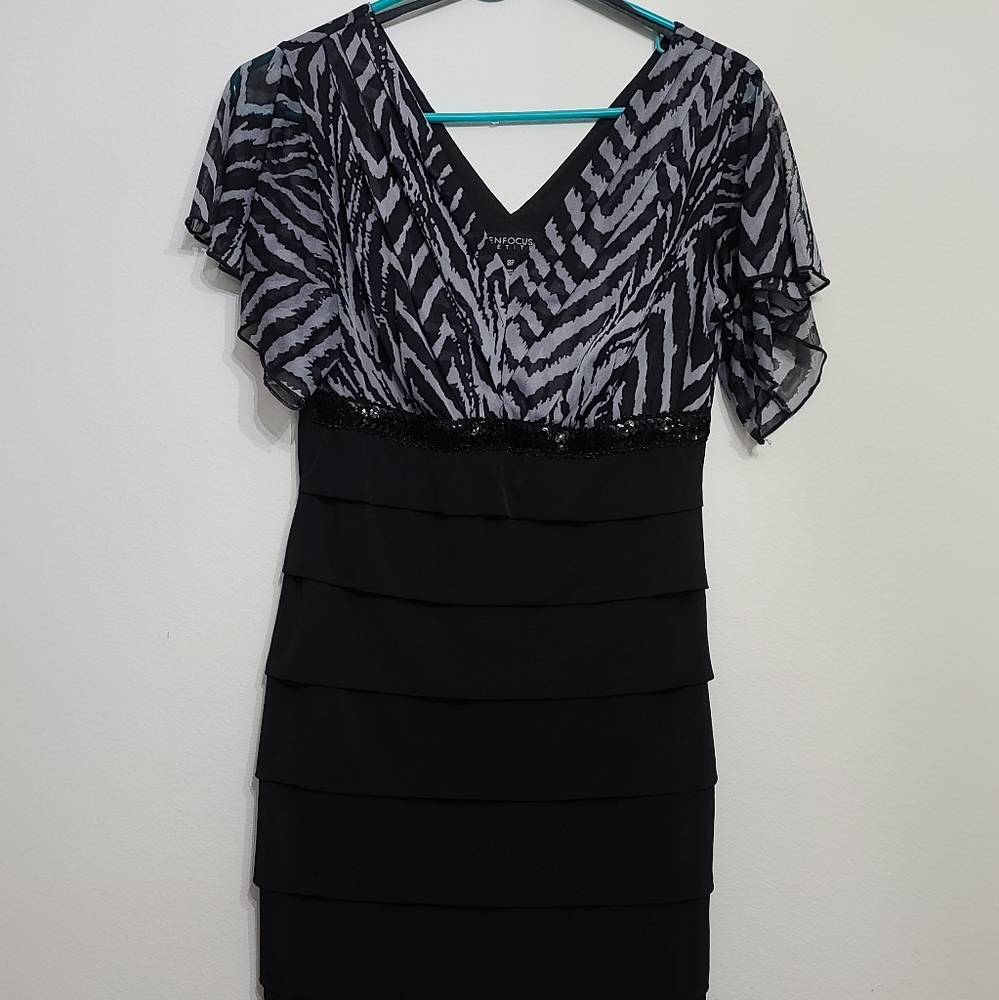 Grey & Black Embellished Dress